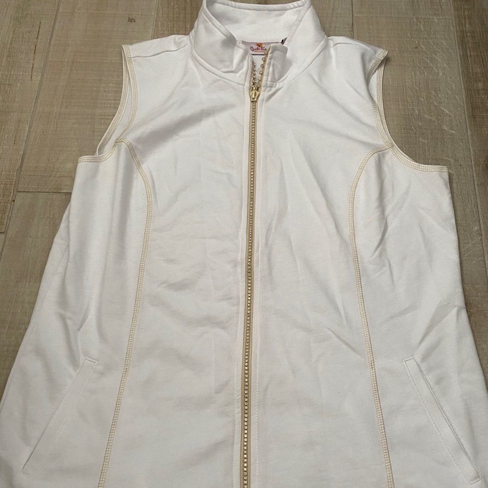 Quacker Factory Sz M ZIP Up Vest French Terry NWT